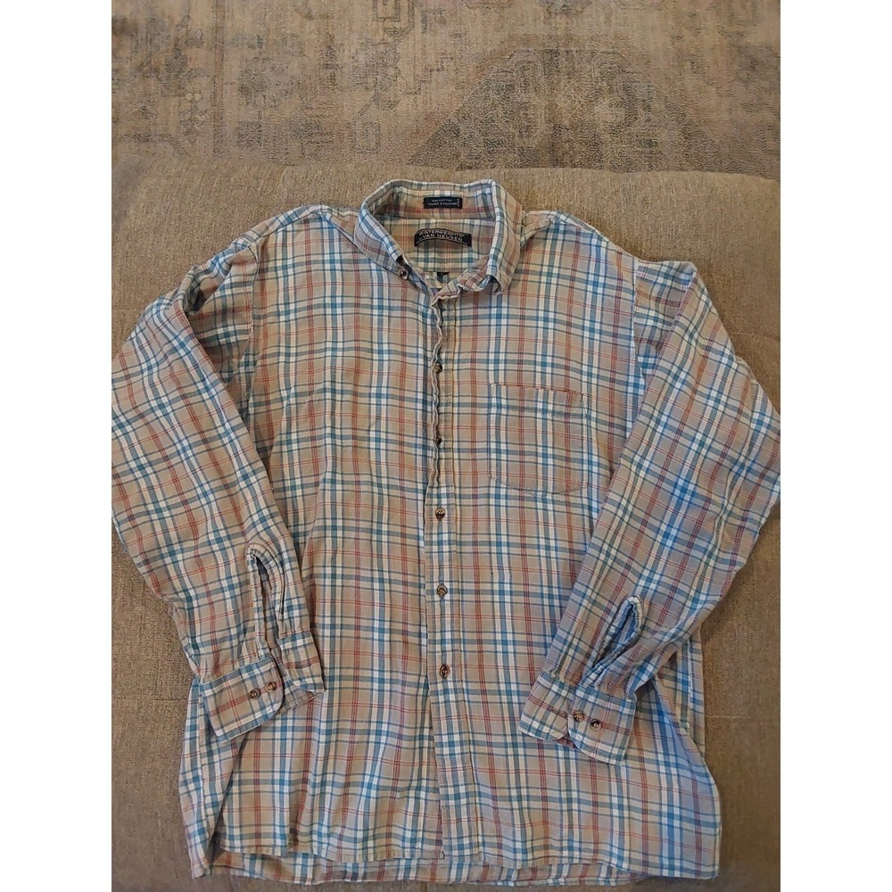 Vintage 90's Winterweights by Van Heusen Blue Beige Flannel Sz L GRUNGE
